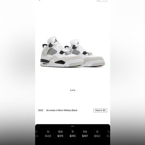 Air Jordan 4 Retro 'Military Black' - White/Black/Grey